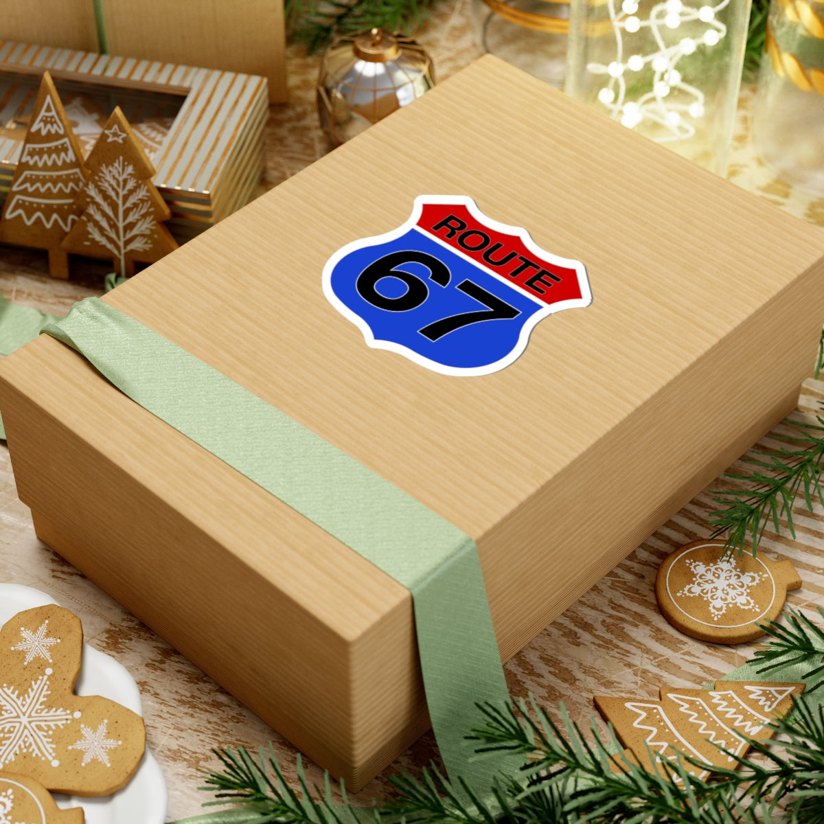 Red & Blue Route 67 Interstate Shield Sticker — Vinyl Kiss-Cut