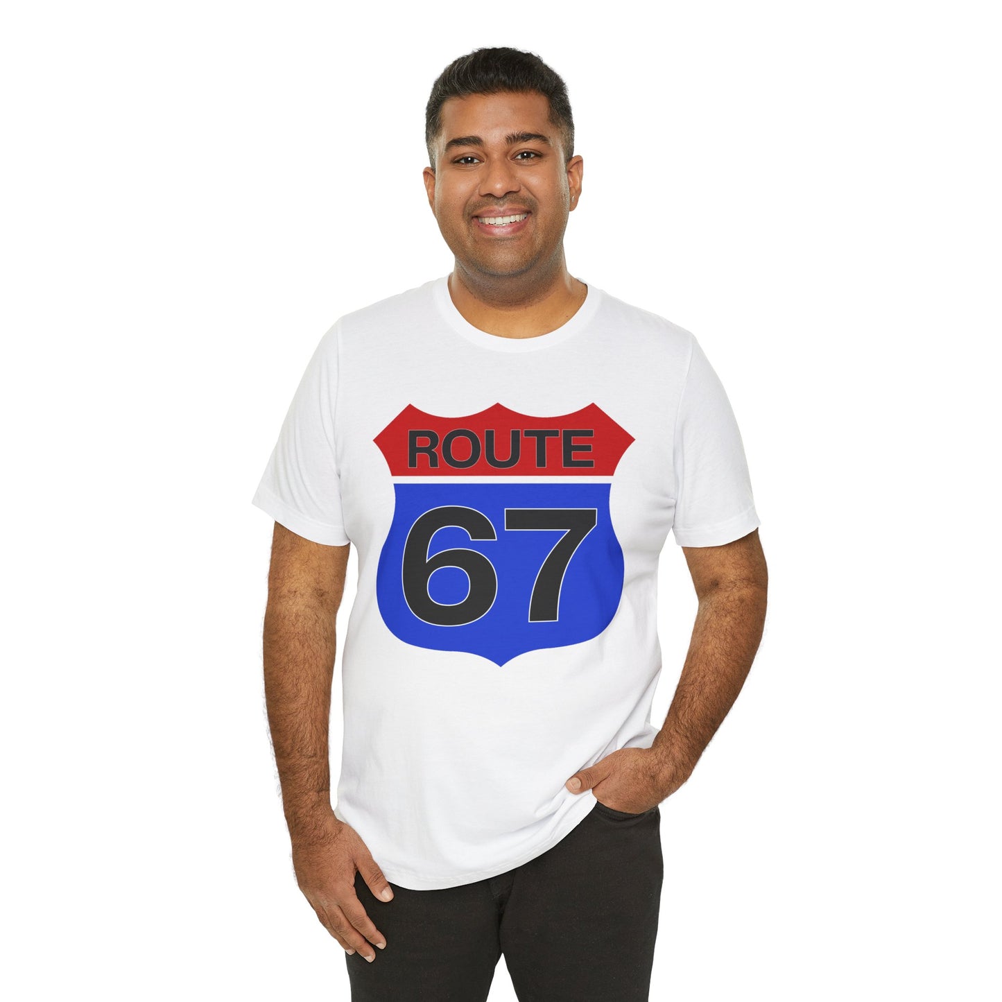 Red & Blue Route 67 – Unisex Tee