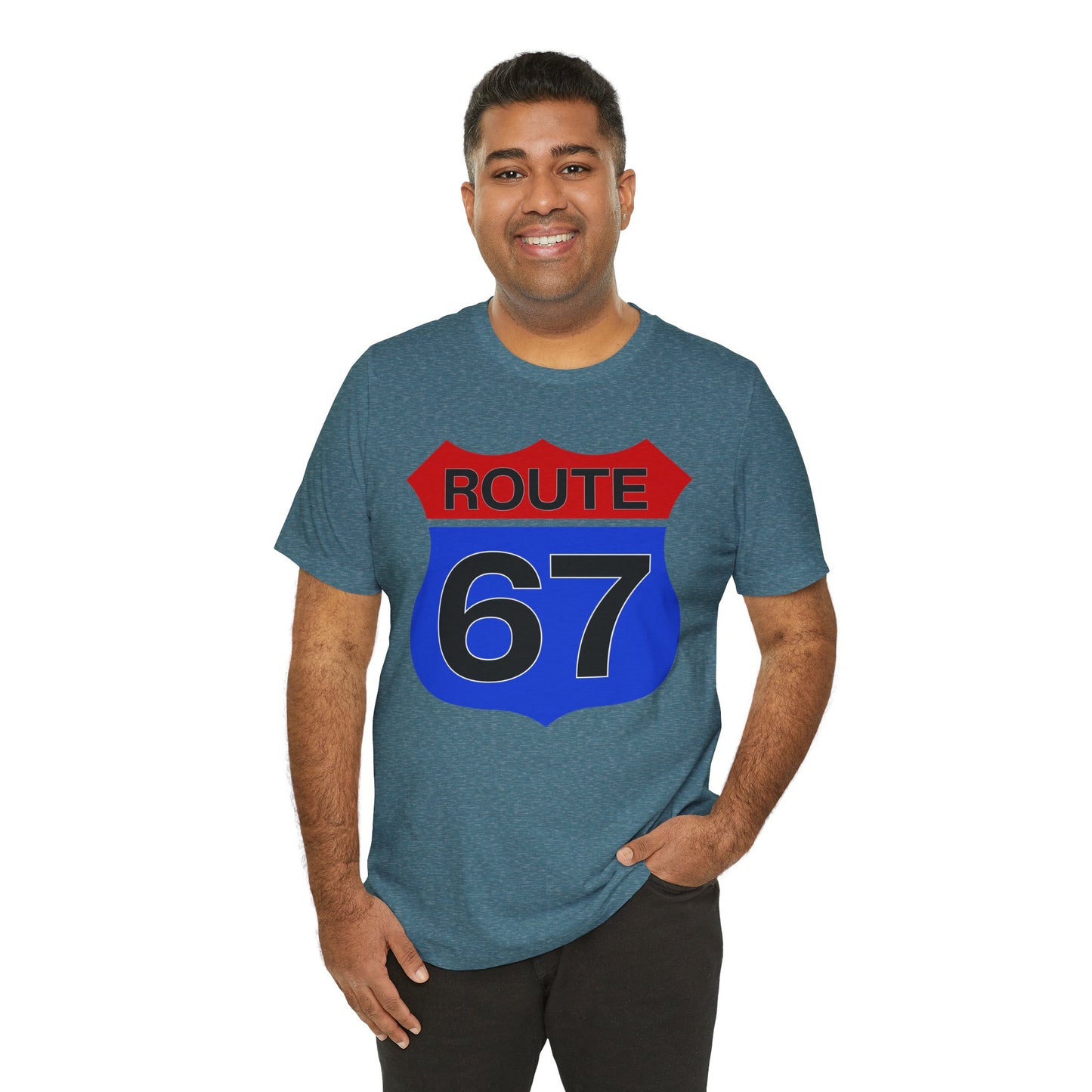 Red & Blue Route 67 – Unisex Tee