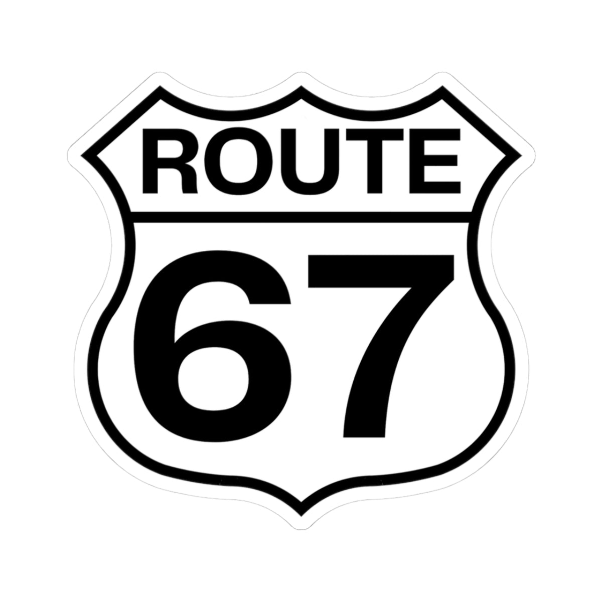 Classic Route 67 Highway Shield Sticker — Vinyl Kiss-Cut