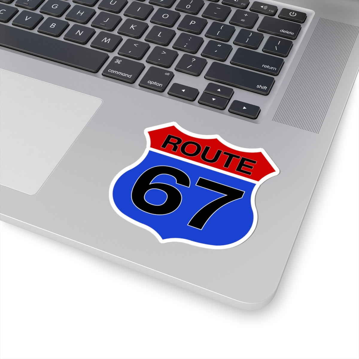 Red & Blue Route 67 Interstate Shield Sticker — Vinyl Kiss-Cut