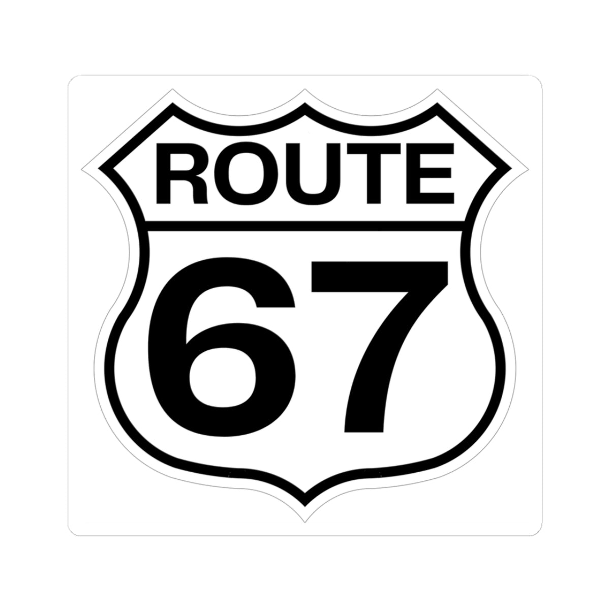 Classic Route 67 Highway Shield Sticker — Vinyl Kiss-Cut